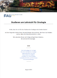 Ein Bild des Covers des Leitfadens für Erstsemester im BA Studiengang der Sinologie