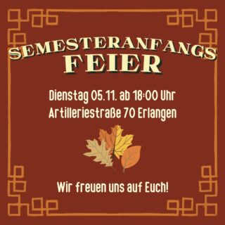 Flyer zur Semesteranfangsfeier der FSI am Dienstag, den 5.11.2024 in der Artilleriestraße 70